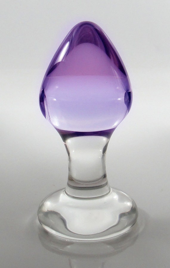 Small Violet Purple Glass Color Fade Rosebud Butt Plug Sex Toy