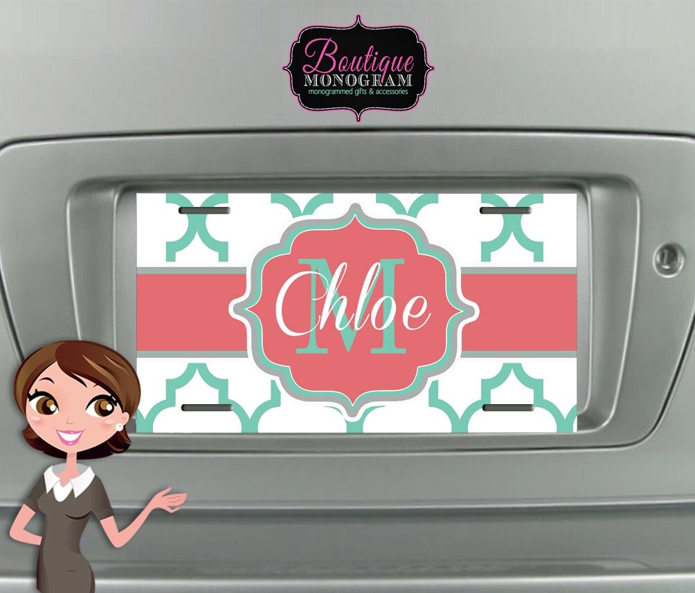Monogrammed Car Tag Custom & Personalized Car by BoutiqueMonogram