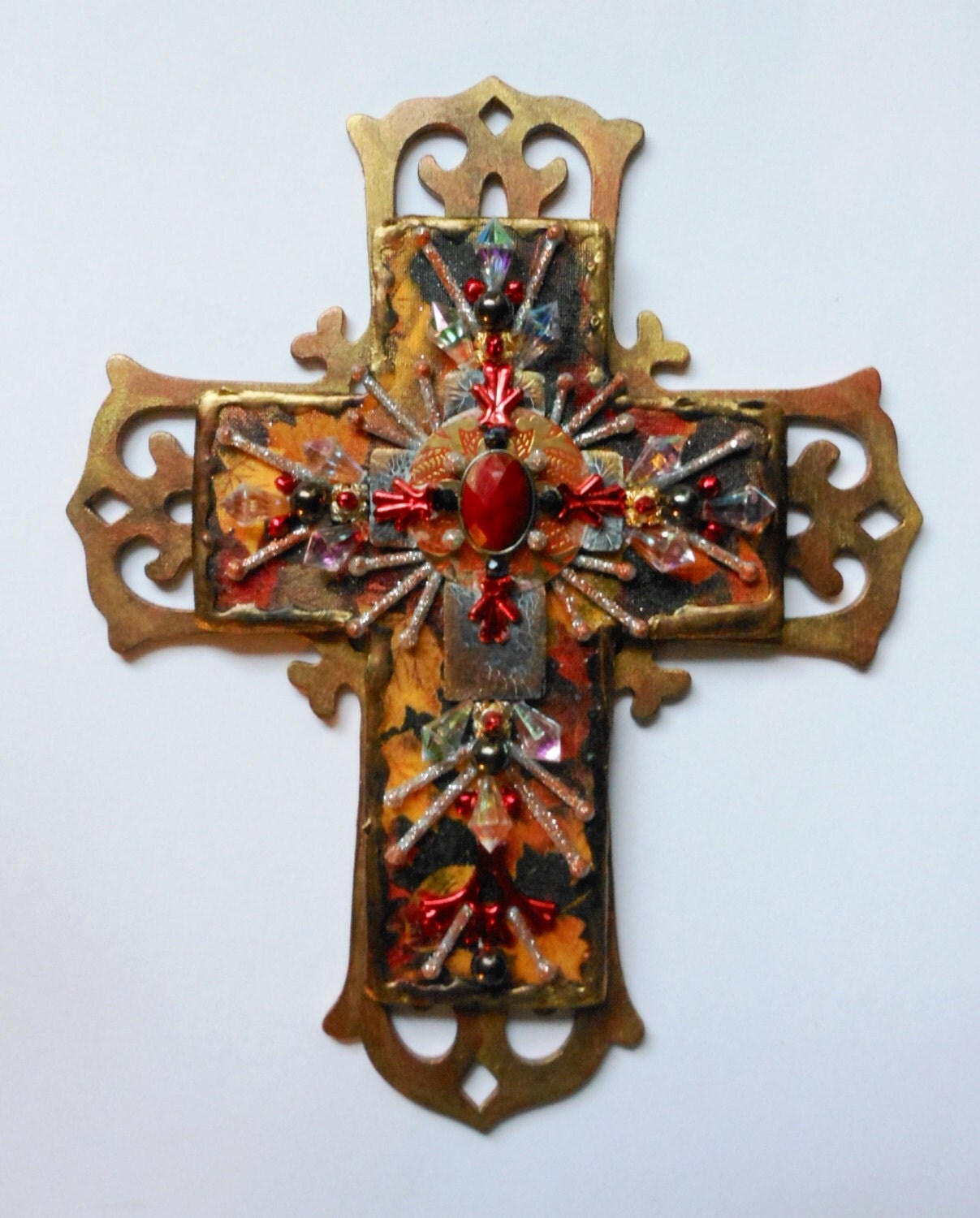 Cross SALE Hand Made Mixed Media Religious Art Christian Wall