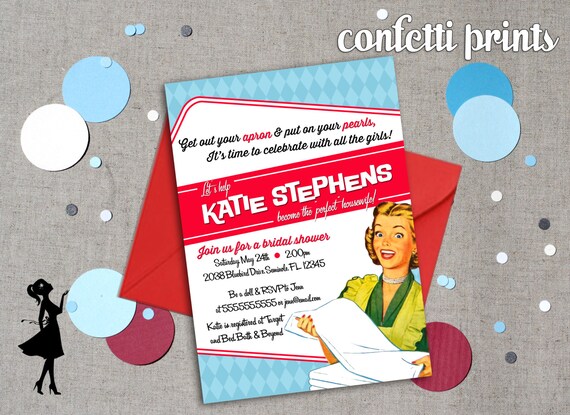 Retro Housewife Bridal Shower Invitation - PERFECT HOUSEWIFE Printable Il_570xn