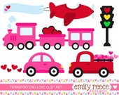 50% OFF - Valentine's Day Car Truck Train Plane Cute Clip Art - Commercial Use - Scrapbooking Invitations Cards - Instant Download Il_170x135