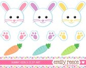50% OFF - Easter Bunny Rabbit Animal Girl Cute Clip Art - Commercial Use - Scrapbooking Invitations Cards - Instant Download Il_170x135