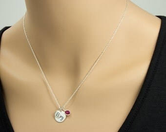 Baby Foot Necklace, Initial Necklace, Sterling SIlver, Newborn, Baby, Personalized, Initial, Letter, Crystal Element