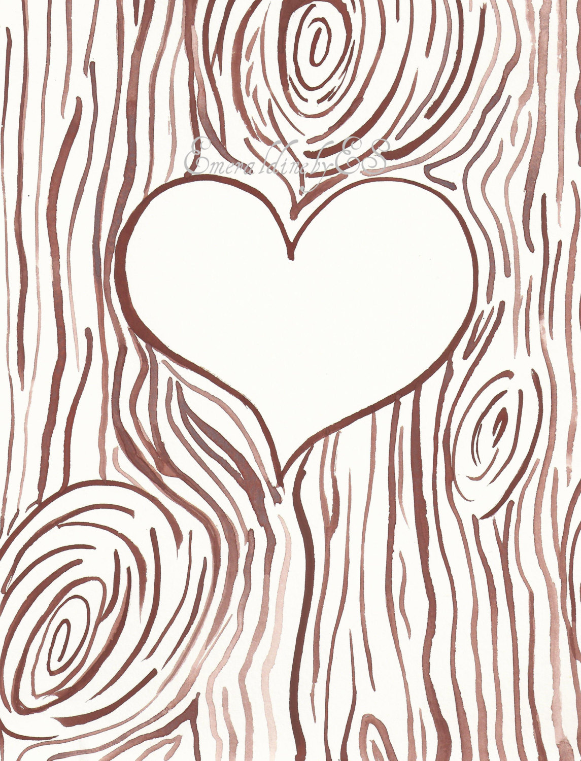 Template for Initials carved into a tree trunk JPG file
