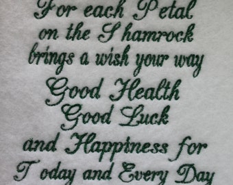 Machine Embroidery File ONLY Irish Blessings Saying St Patrick's Day Pot of Gold Rainbow