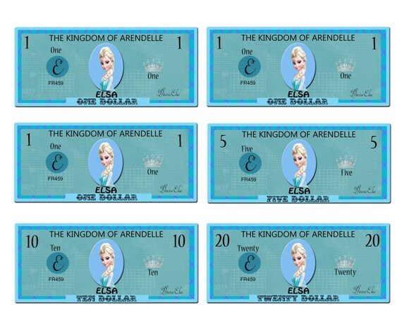 printable frozen elsa play money pack instant download jpeg