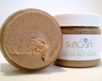 Cocoa Face Scrub - Natural Chocolate Cleansing Scrub / Moisturizing Facial Scrub for Dry Skin / Lip Scrub / Sugar Scrub for Face - 2 oz