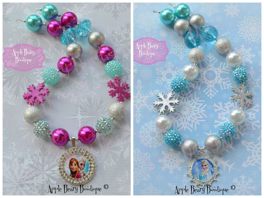 Elsa Necklace Frozen Necklace ELSA bubblegum by AppleBearyBowtique
