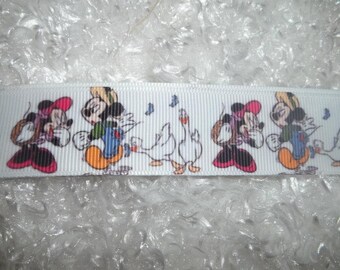 1" Mickey and Minnie Printed Grosgrain Ribbon