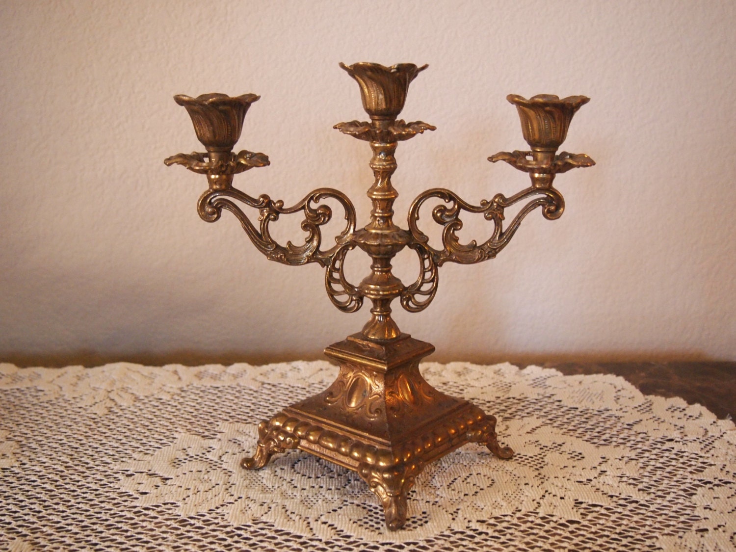 Antique Brass Victorian Candelabra 3197