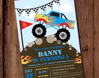 Monster Truck Invitation - Monster Truck Birthday Invitation - Truck Birthday Party Invitation - Instant Download - Editable File