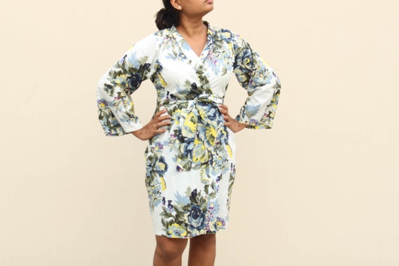 333, Floral kimono crossover robe, CUSTOM, Bridesmaids robe, spa robe ...