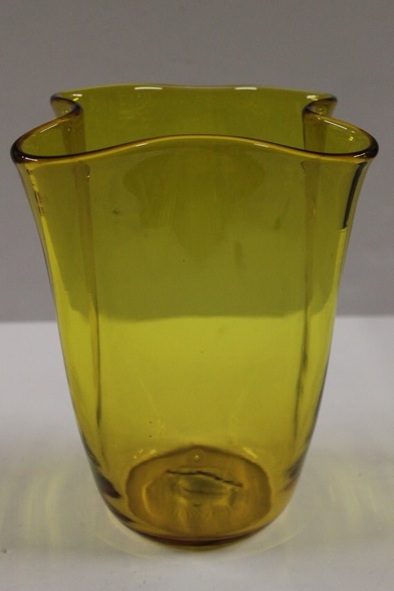 Blenko Yellow Glass Vase by OneReDunn on Etsy