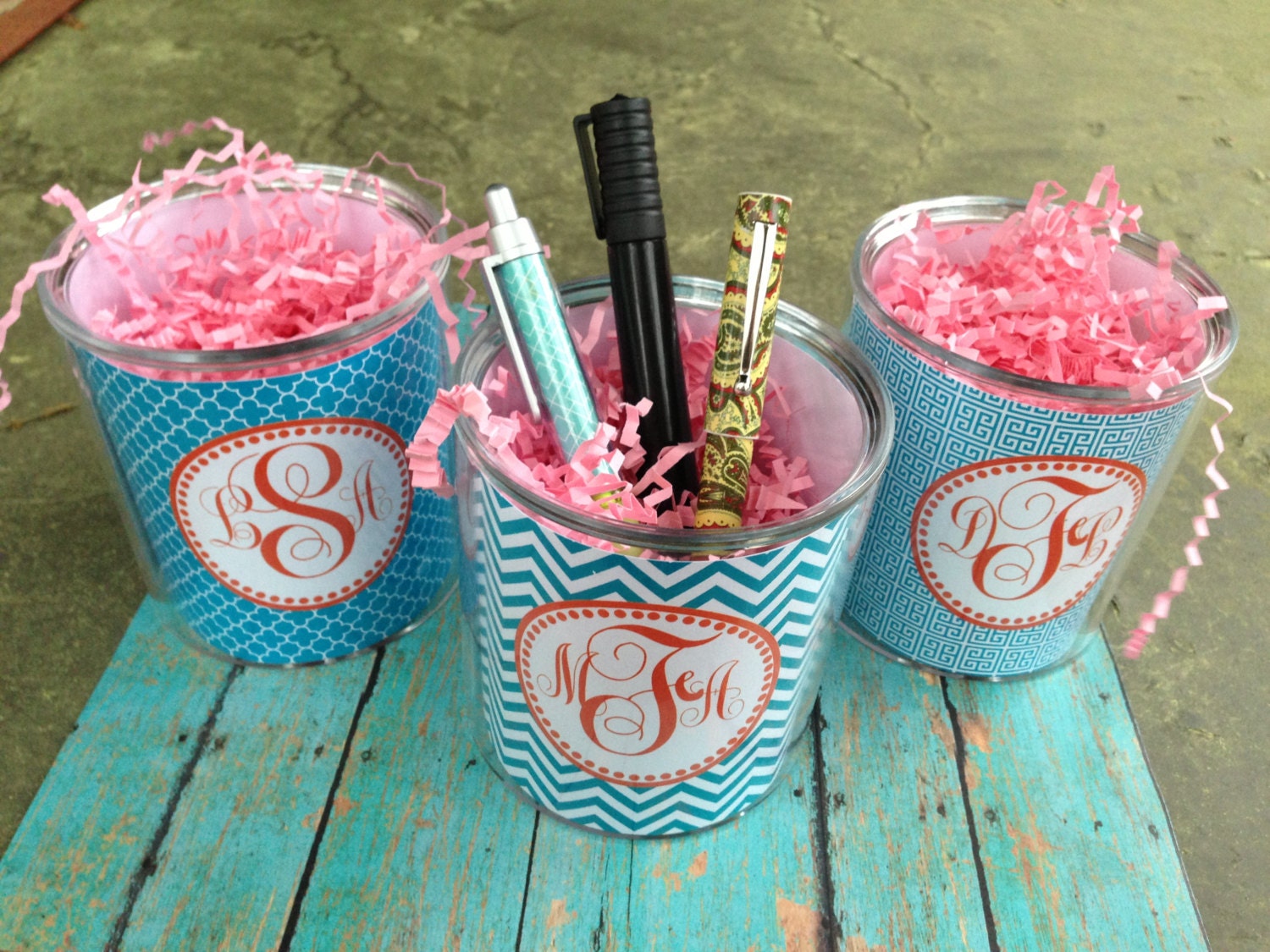 Monogrammed pencil cup Personalized pencil cup pen cup desk
