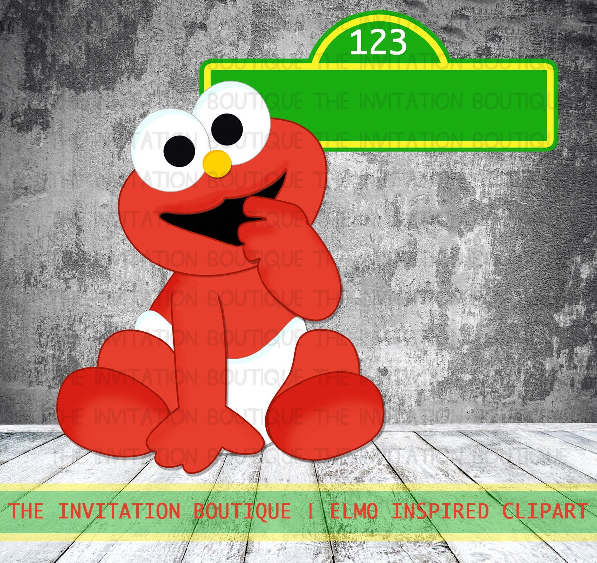 BABY ELMO Clipart Hand Drawn Digital file INSTANT download