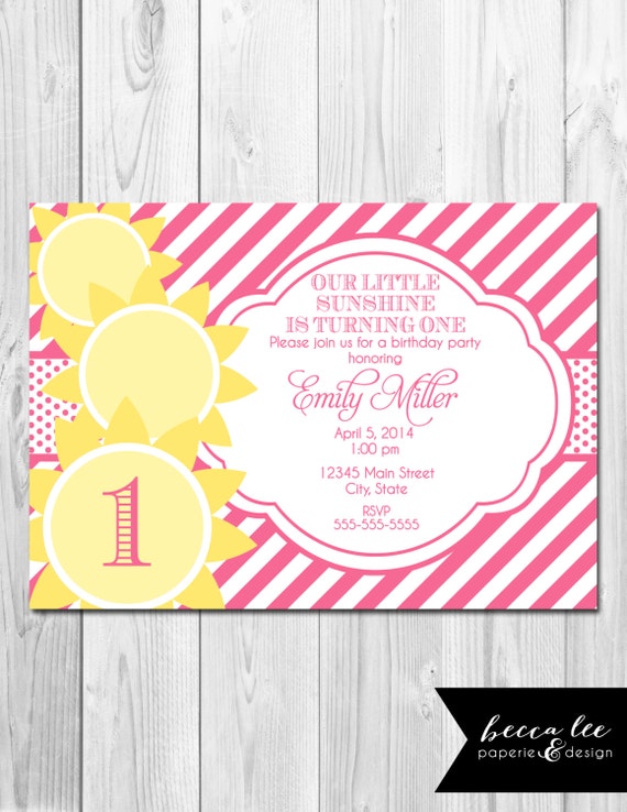 You Are My Sunshine Birthday Party Invitation - Stripes and Stacked Suns - DIY - Printable Il_570xn