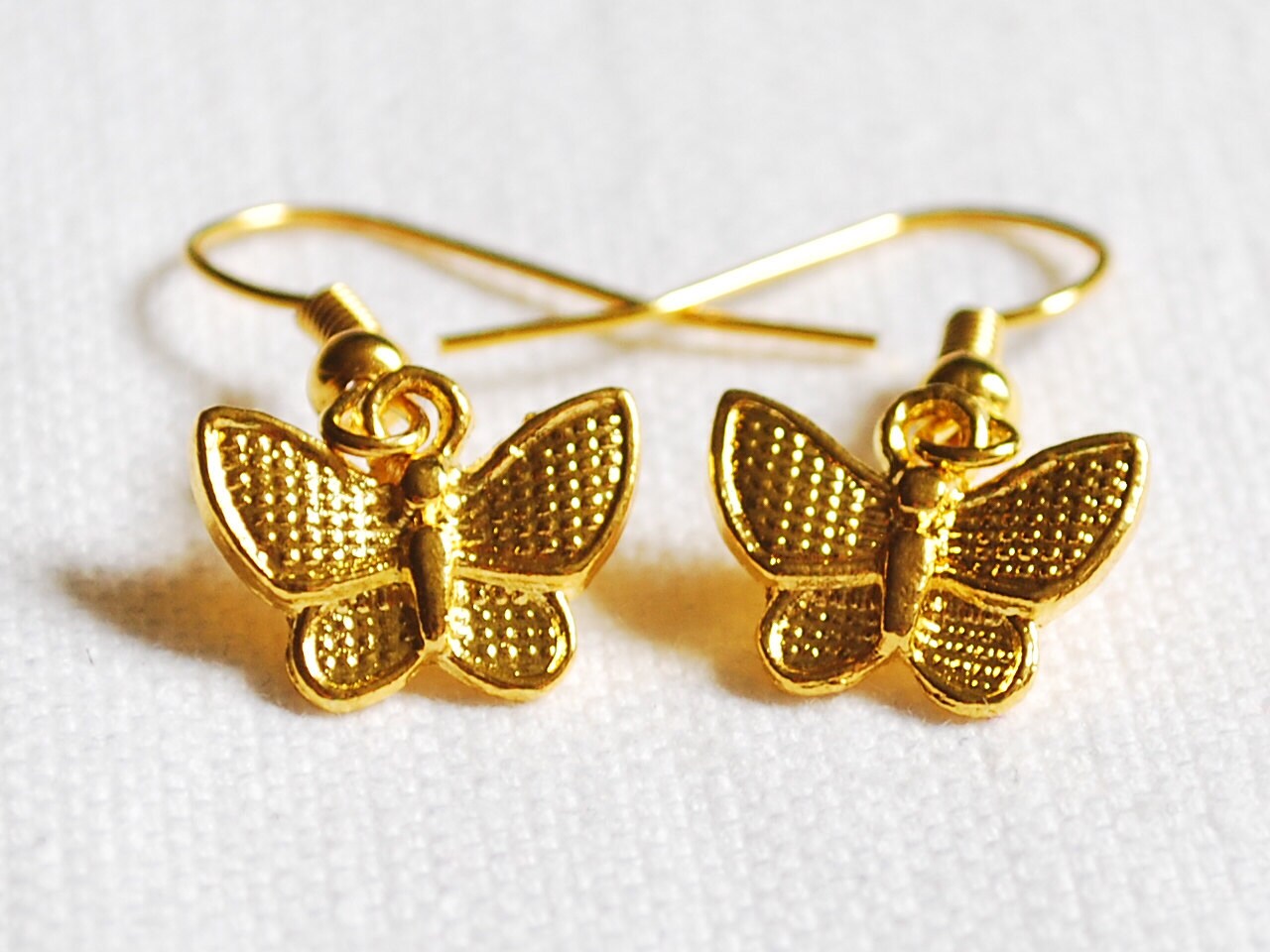 Gold butterfly earrings Gold earrings Insect jewellery