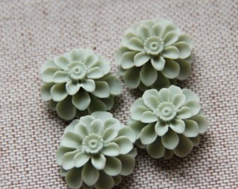 12 pcs of resin flower cabochon20mm-0031--50-tea powder green