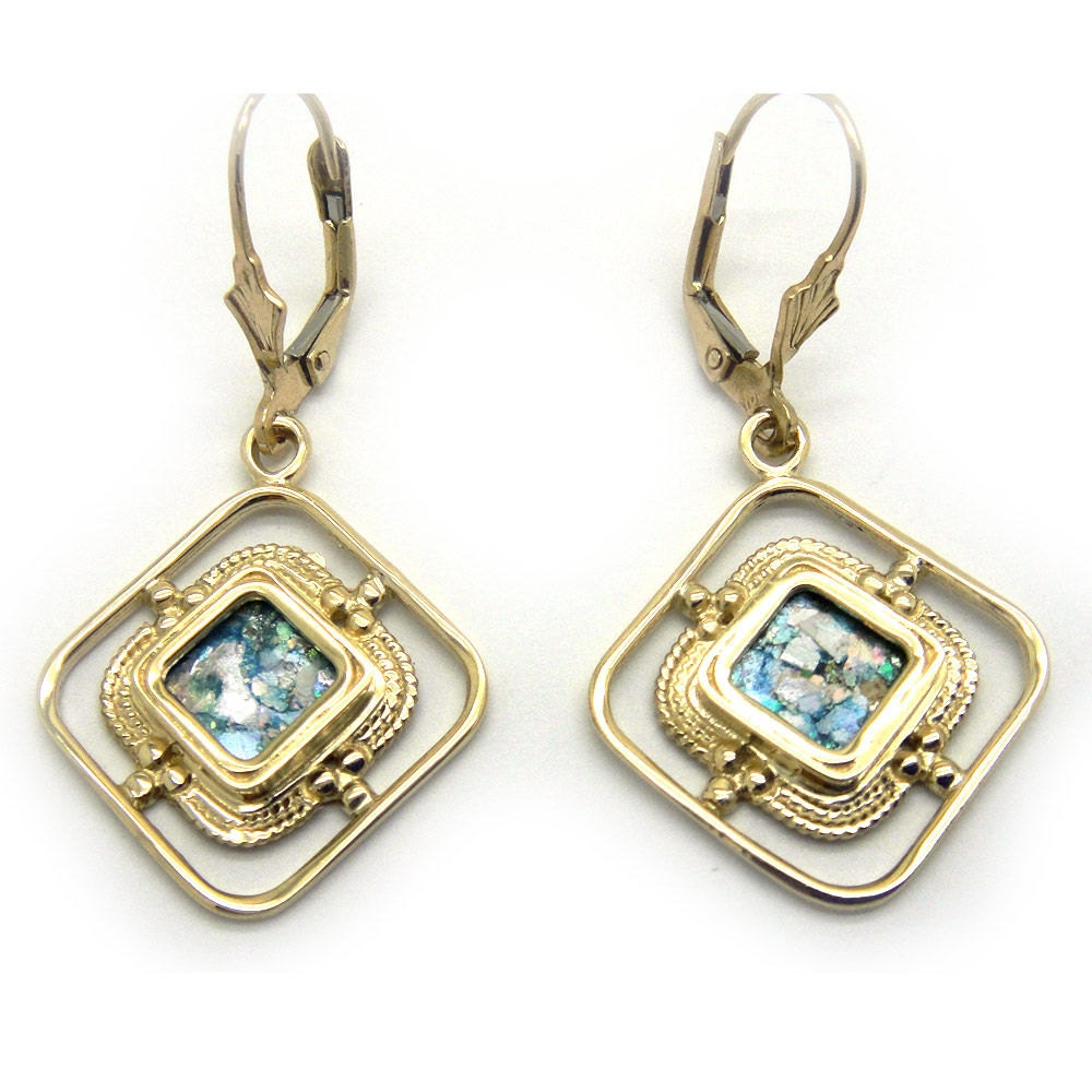 Yellow glass earrings for women