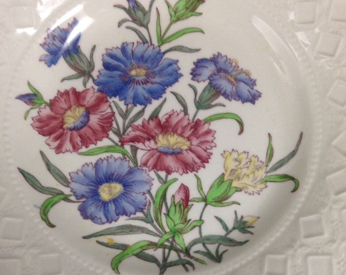 Vintage Wedgwood China Embossed Rimmed Soup Bowl Dianthus Pattern