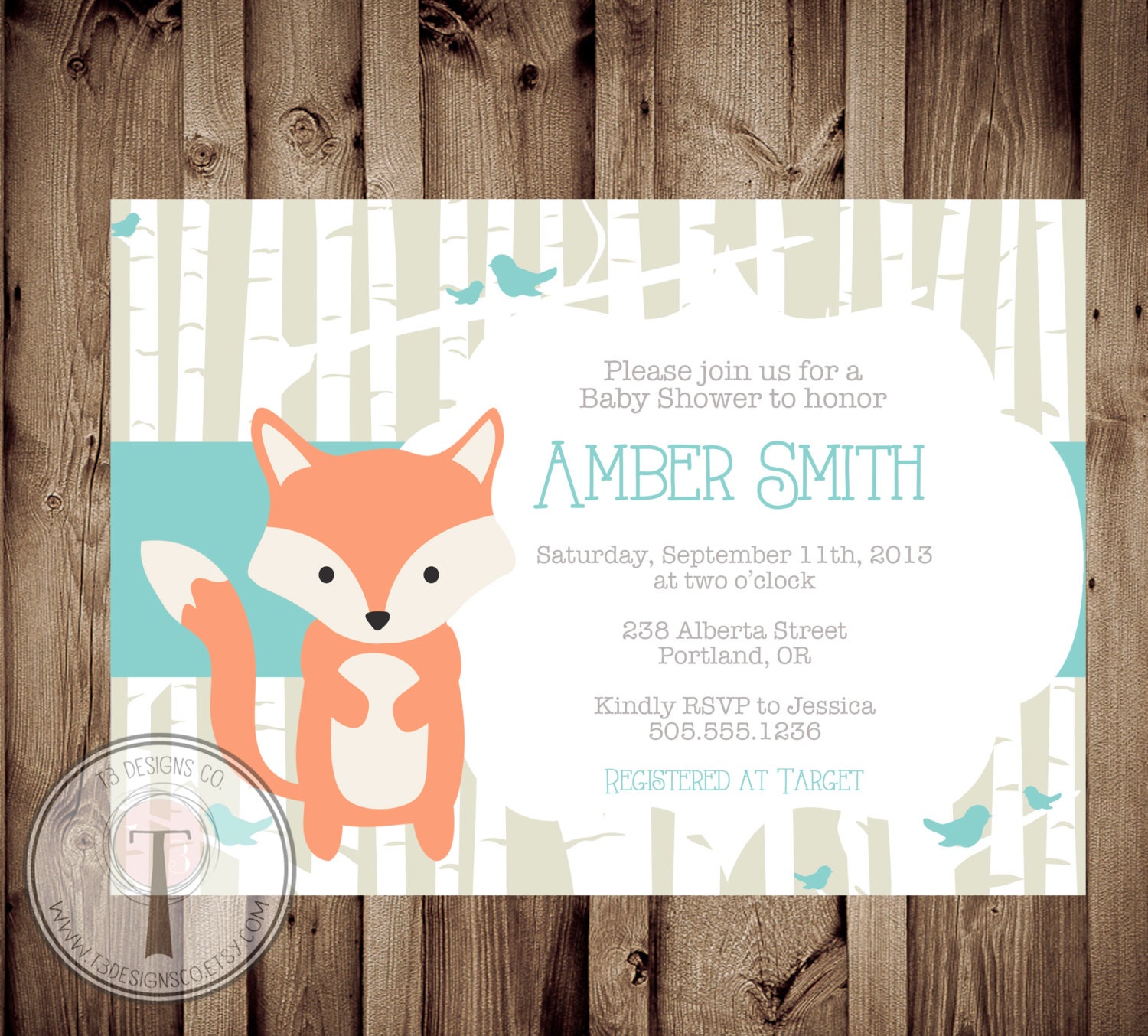 BABY FOX Baby Shower Invitation baby shower invite animals