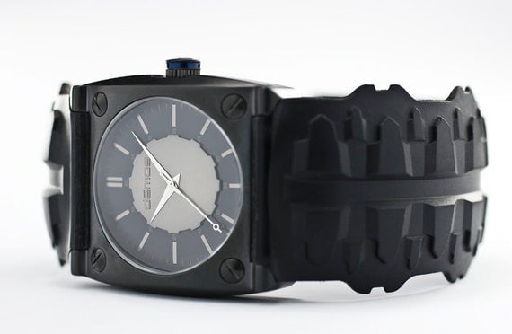 Sons of Anarchy / Mayans MC style - Motorcycle TREAD wristwatch - Tread w/ Matte Black colored case