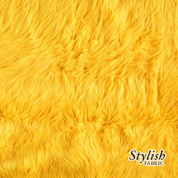 Neon Yellow 60 Wide Shag Fur Fabric by the yard Soft