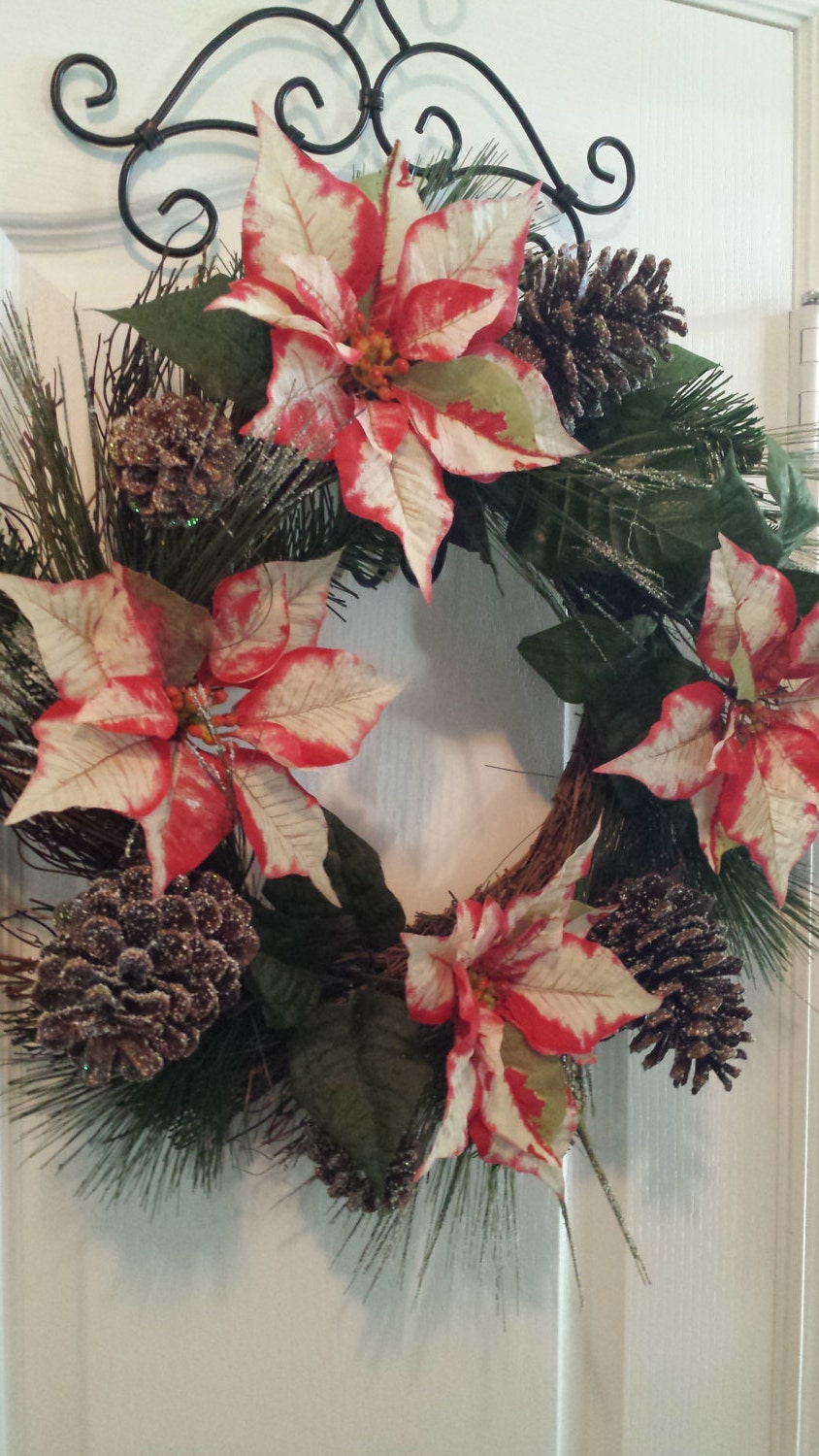 Poinsettia & Pinecone Christmas Wreath