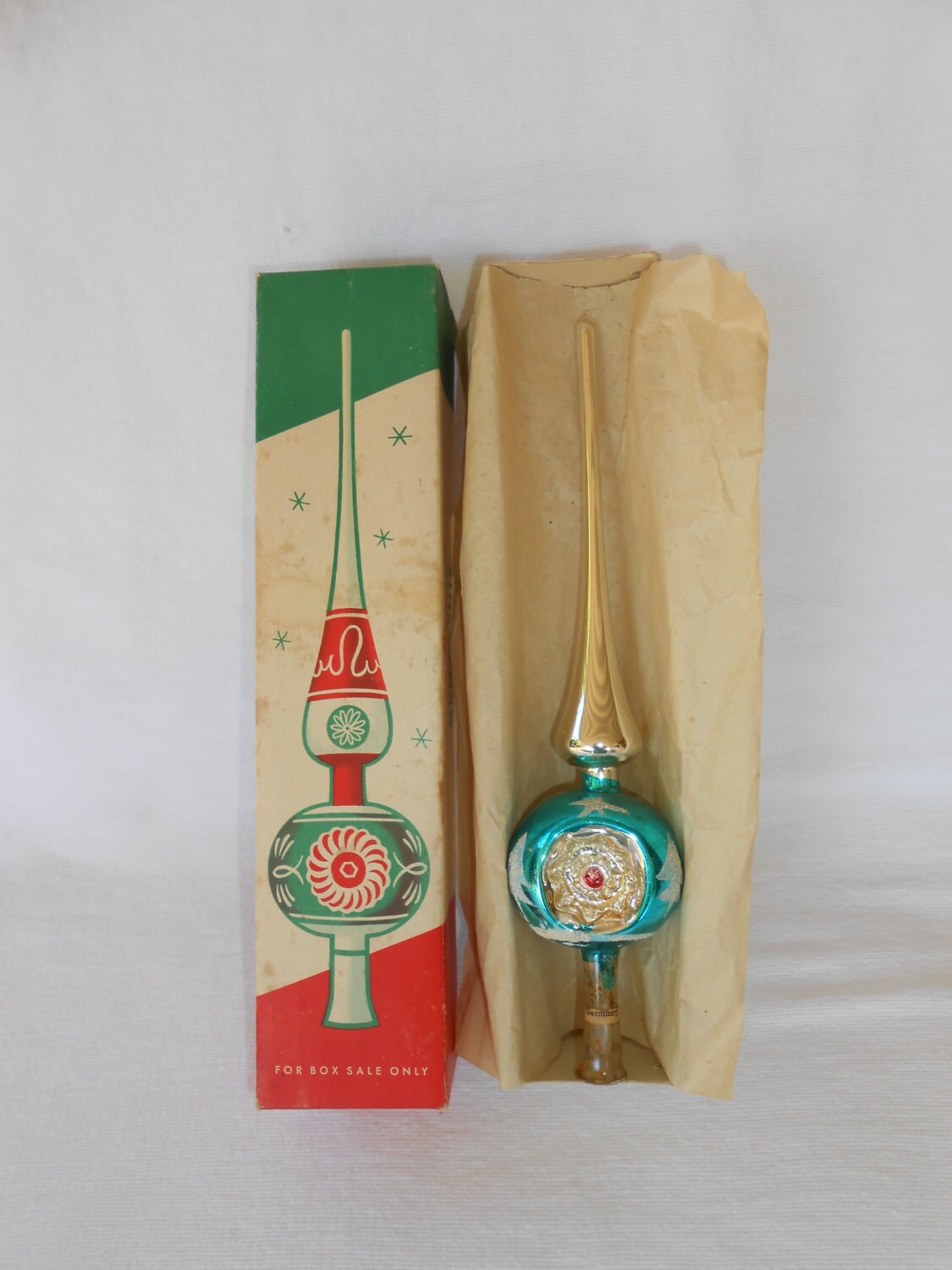 1940s Christmas Tree Topper Mercury Glass Torquoise