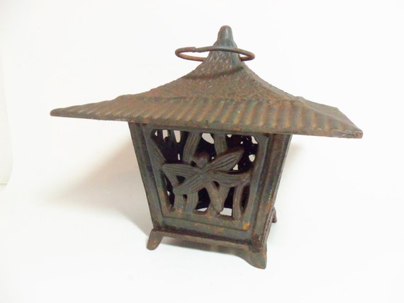 Lantern Cast Iron Dragonfly Pagoda Candle by TheVintagePorch