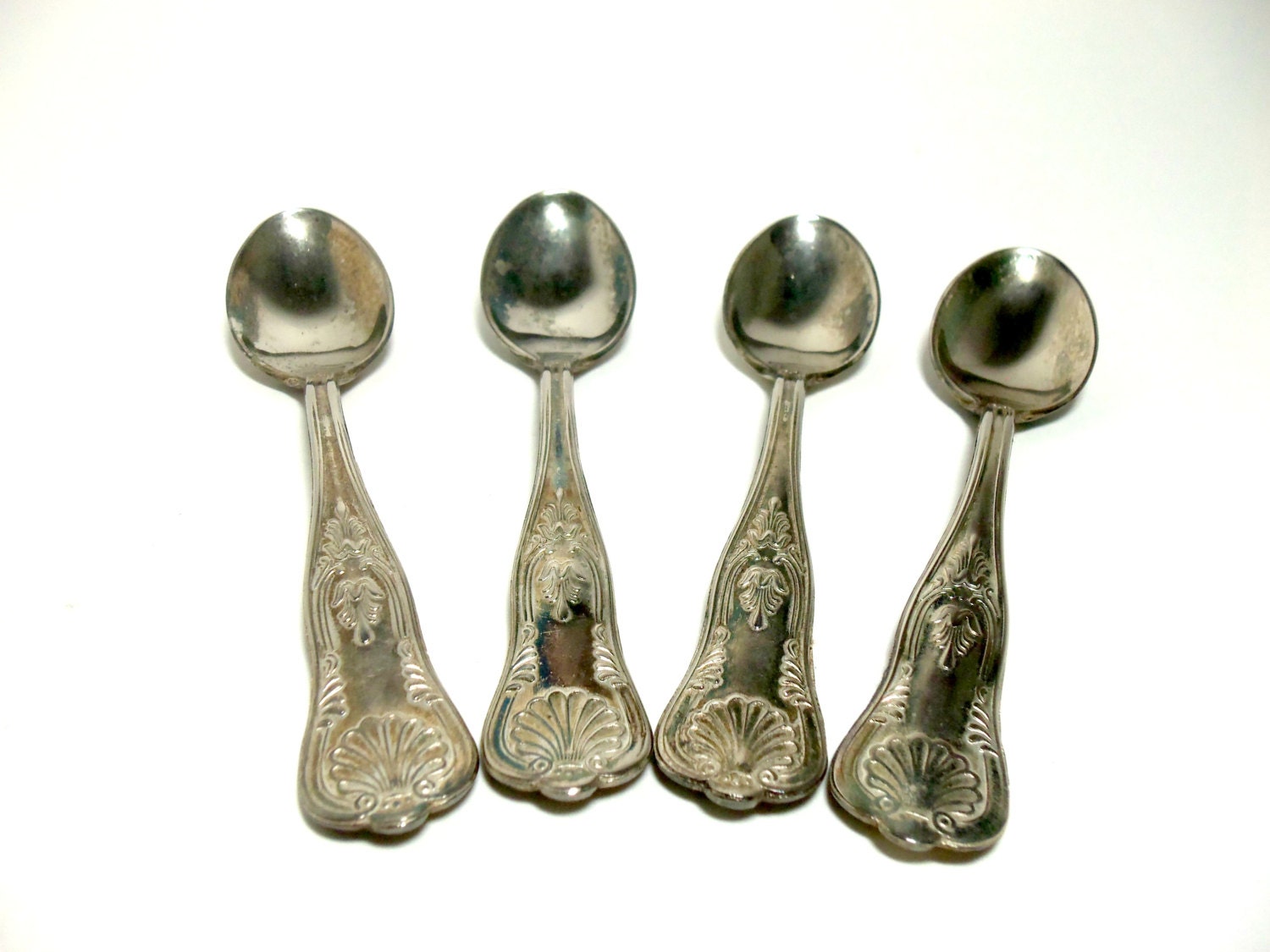 Childs Silver Plate Flatware Set of 4 Spoons, Toddlers Silver Plate