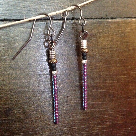 Beaded Lightsaber Earrings Mace Windu by MurchsMerch on Etsy