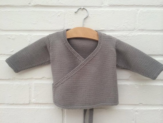 Hand knitted baby crossover cardigan Available to order in