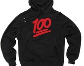 Items similar to keep it 100 emoji black fleece pullover hoodie on Etsy