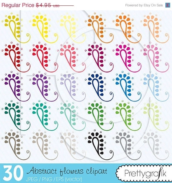 40% OFF SALE 30 flower abstract clipart commercial use, vector graphics, digital clip art, digital images - CL470 Il_570xn