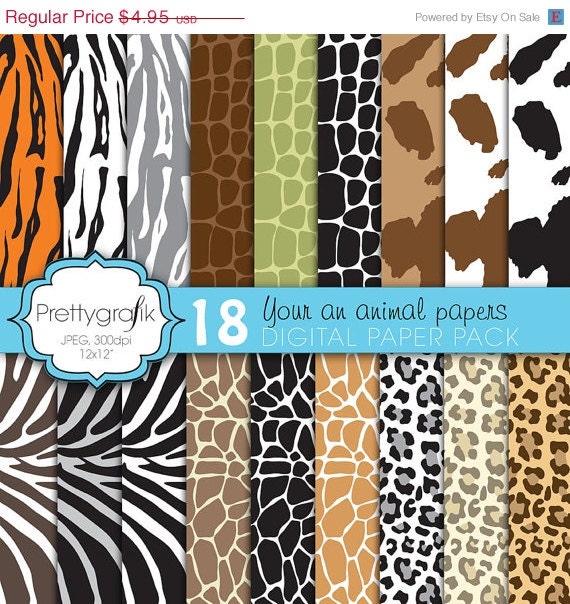 40% OFF SALE animal print digital paper, commercial use, scrapbook papers, background - PS593 Il_570xn