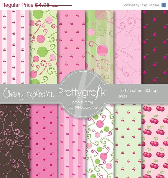 60% OFF SALE Cherry digital paper, commercial use, scrapbook papers, background - PS556 Il_570xn