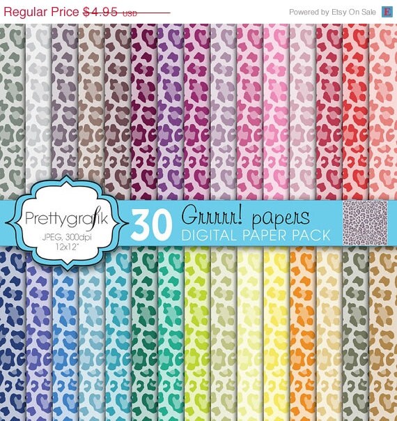80% OFF SALE leopard animal print digital paper, commercial use, scrapbook papers, background - PS597 Il_570xn