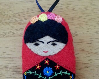 Mexican Artist Matryoshka Charm (multicoloured roses)