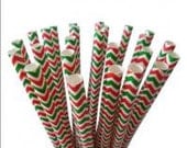 Christmas Paper Straws--25 Red and Green Chevron Paper Straws, Christmas Paper Straws, Christmas Party, Christmas, Diy Flags Il_170x135