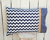 Personalized Pillowcase- Blue Chevron Pillow Cover- Blue and Brown Pillow Case- Personalized Pillow Chevron- 20" X 29" - Boy Bedding Pillow Personalized Pillowcase- Blue Chevron Pillow Cover- Blue and Brown Pillow Case- Personalized Pillow Chevron- 20" X 29" - Boy Bedding Pillow