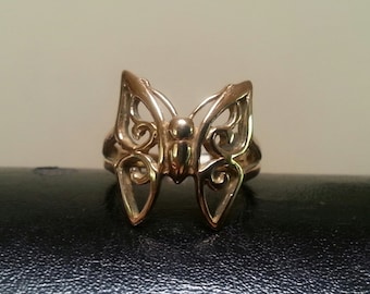 9ct gold filegree butterfly ring alternative steampunk gothic art nouveau victorian