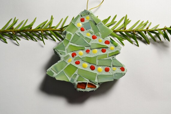 Mosaic Green Christmas Tree Ornament 