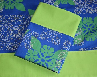 Hawaiian Quilt Tropical Dreamer Pillowcase (blue neon) - Fits Queen or ...