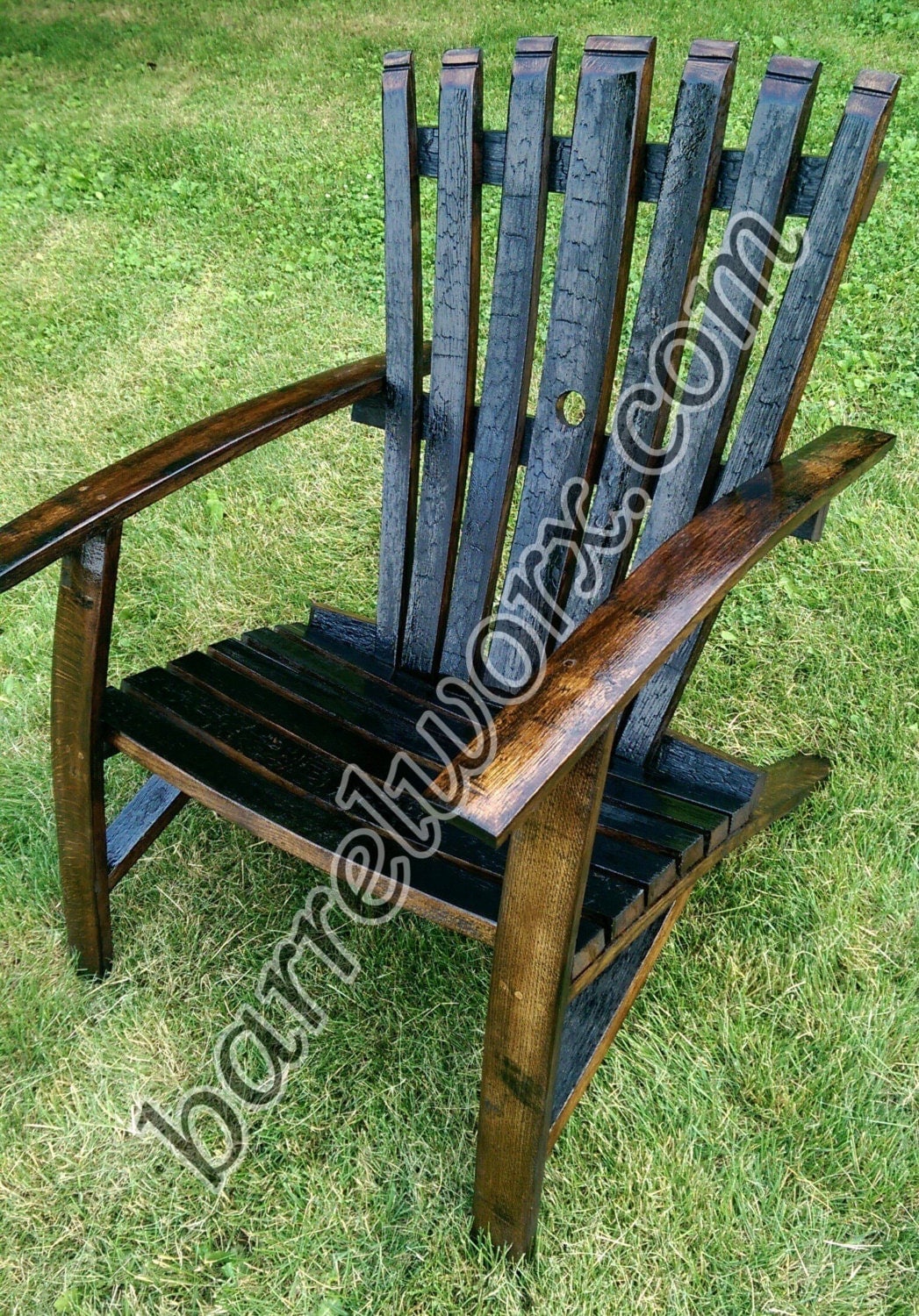 whiskey barrel stave adirondack chair