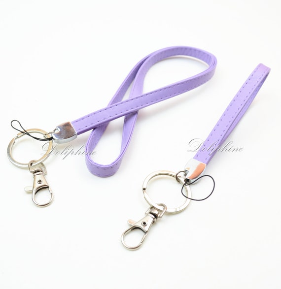 Leather Necklace Lanyard and Wristlet Lanyard with Key chain for ID