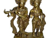 Radha Krishna Murti Brass Statue Wedding Gift Hare Rama Hare Krishan