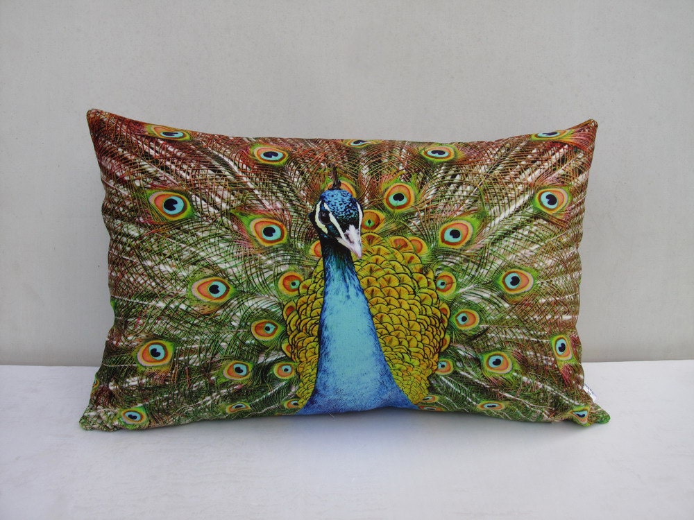 Vivid Peacock Pillow Cushion Cover Velvet Decorative Pillow