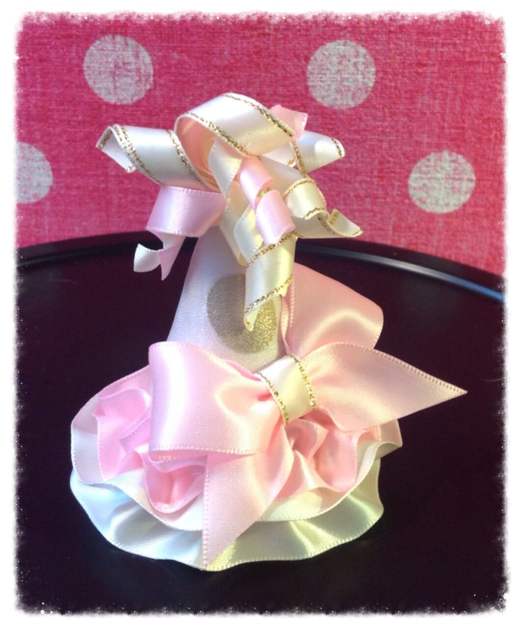 Birthday Hat Hair Clip. Photo Prop. Pink. Gold. by AvaBellaBaby