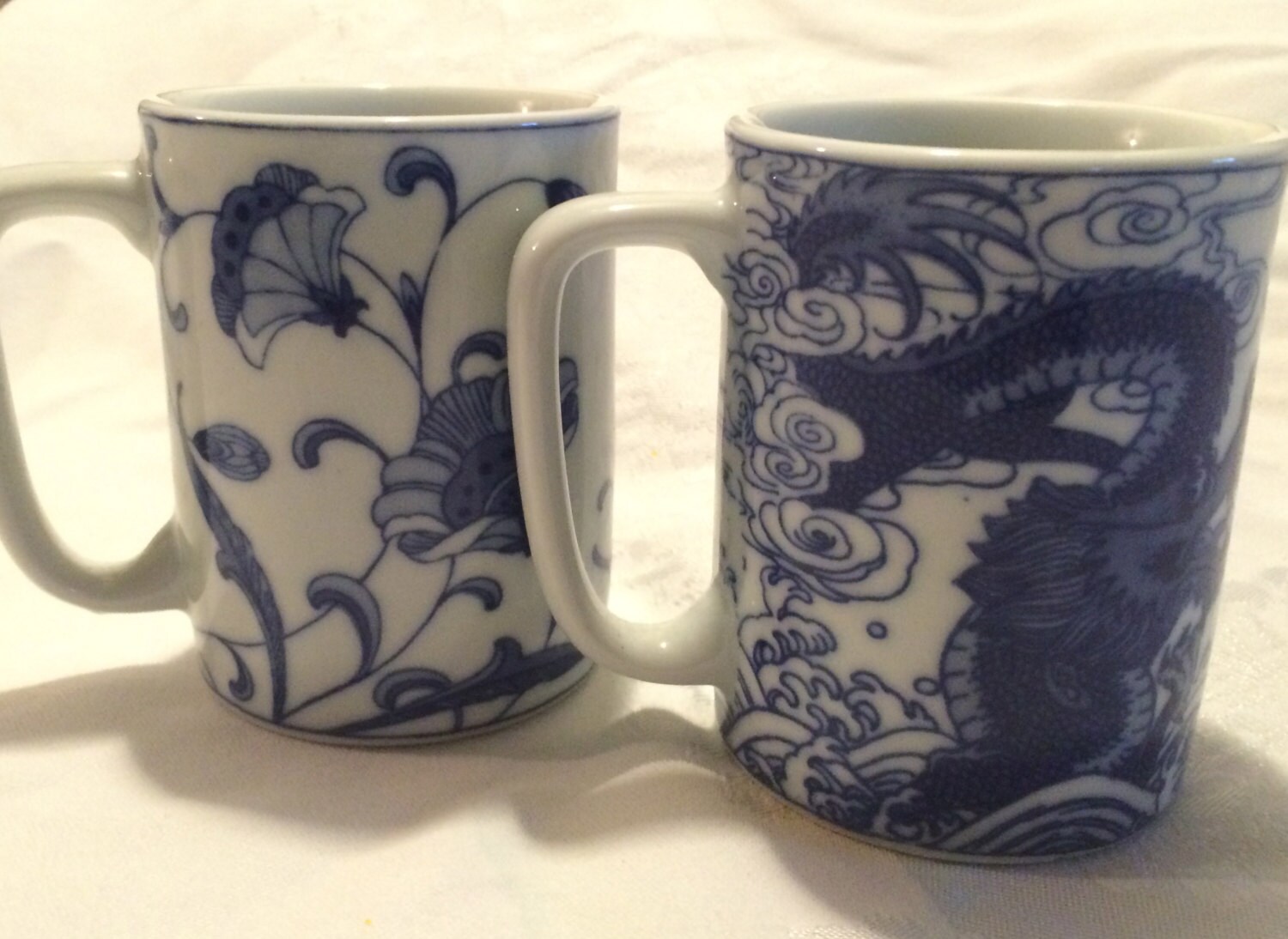SALE 30 OFF Pair Asian Coffee Mugs Vintage by footbridgecove1